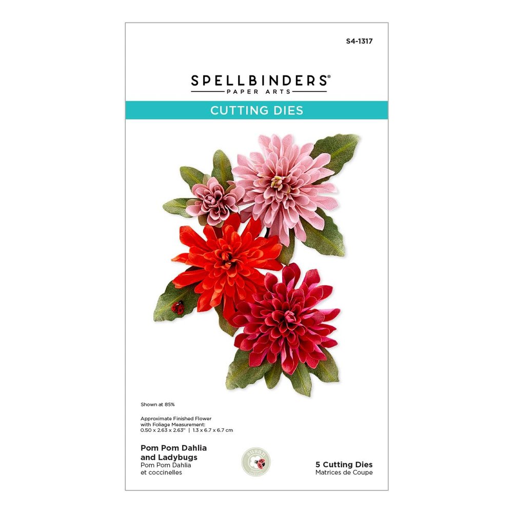 Spellbinders S4-1317 Pom Pom Dahlia and Ladybugs Etched Dies by Susan Tierney-Cockburn