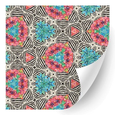 HTV4U Glitter Floral Patterned Heat Transfer Vinyl (Kaleidoscope Flowers, 12" x 12") - Printed Iron on Vinyl, Heat Press Paper for T-Shirt, Fabric