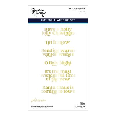 Spellbinders GLP-433 Wonderful Winter Sentiments Glimmer Hot Foil Plate & Die Set by Simon Hurley