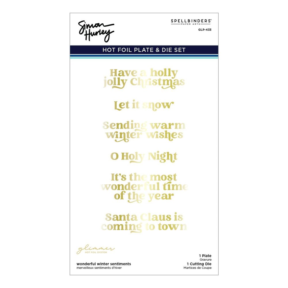 Spellbinders GLP-433 Wonderful Winter Sentiments Glimmer Hot Foil Plate & Die Set by Simon Hurley