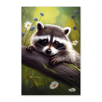 NSUAJOF Raccoon Diamond Painting Kits Flower Raccoon Full Round Drill Adults Beginners DIY 5D Art Painting for Interior Decoration Home Wall Decor Gifts 16x20 Inch