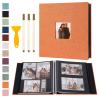 Self Adhesive Photo Album Black Pages Scrapbook Magnetic Photo Albums for 4x6 5x7 8x10 Pictures Books with Sticky Pages with A Metallic Pen for Baby Family Wedding 13.2x12.8 Orange 120 Pages view 1