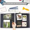 Self Adhesive Photo Album Black Pages Scrapbook Magnetic Photo Albums for 4x6 5x7 8x10 Pictures Books with Sticky Pages with A Metallic Pen for Baby Family Wedding 13.2x12.8 Orange 120 Pages view 3