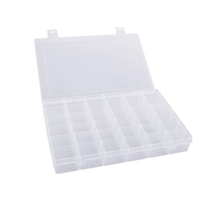 TEHAUX Plastic Storage Container for Jewelry 36 Grid Organizer Box Removable Dividers for Rings and Beads