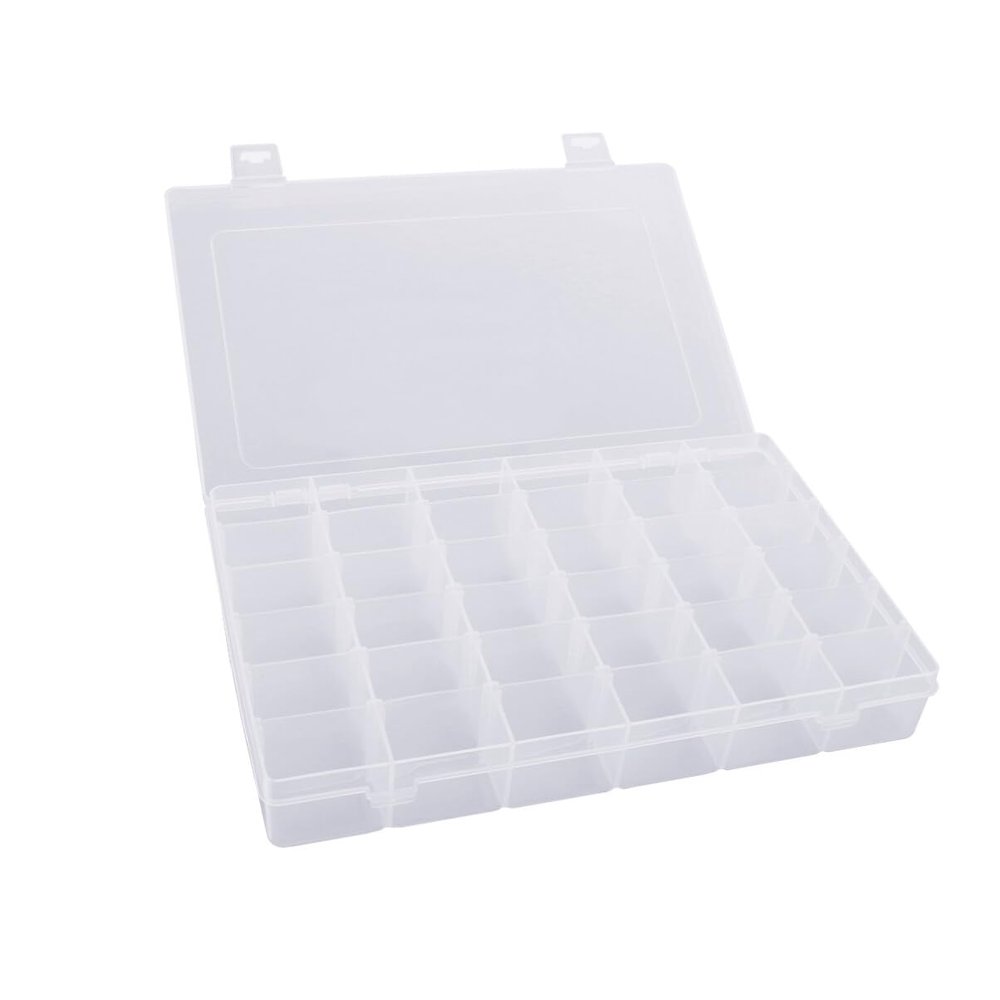 TEHAUX Plastic Storage Container for Jewelry 36 Grid Organizer Box Removable Dividers for Rings and Beads