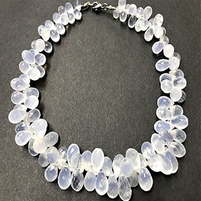 Natural ICE Quartz/Snow Quartz ZOYLA-Teardrop- Smooth Beads 6-8MM 12 inch Long String Jewelry Making Gemstone Beads for Necklace Bracelet