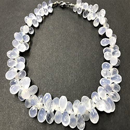 Natural ICE Quartz/Snow Quartz ZOYLA-Teardrop- Smooth Beads 6-8MM 12 inch Long String Jewelry Making Gemstone Beads for Necklace Bracelet