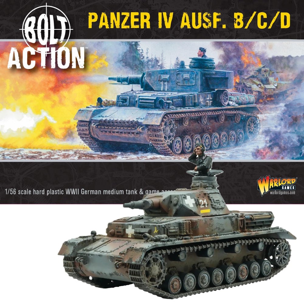 Warlord Games Bolt Action WWII Panzer IV Ausf. B/C/D Tank 1:56 Military Table Top Wargaming Plastic Model Kit 402012056