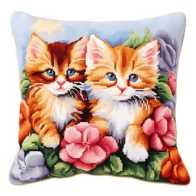 Latch Hook Pillowcase Kits Flower Cat Latch Hook kit Pillow Cover Throw Pillow Embroidery Craft Kits for Beginner DIY Latch Hook Rug Kit with Printed Canvas Hobby & Craft 43x43cm(120)