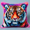 Latch Hook Pillowcase Kits Pink Tiger Latch Hook kit Pillow Cover Throw Pillow Embroidery Craft Kits for Beginner DIY Latch Hook Rug Kit with Printed Canvas Hobby & Craft 43x43cm(199) view 1
