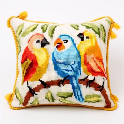 Latch Hook Pillowcase Kits Flower Bird Latch Hook kit Pillow Cover Throw Pillow Embroidery Craft Kits for Beginner DIY Latch Hook Rug Kit with Printed Canvas Hobby & Craft 43x43cm(148)