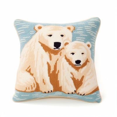 Latch Hook Pillowcase Kits Polar Bear & Baby Latch Hook kit Pillow Cover Throw Pillow Embroidery Craft Kits for Beginner DIY Latch Hook Rug Kit with Printed Canvas Hobby & Craft 43x43cm(48)
