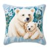 Latch Hook Pillowcase Kits Polar Bear & Baby Latch Hook kit Pillow Cover Throw Pillow Embroidery Craft Kits for Beginner DIY Latch Hook Rug Kit with Printed Canvas Hobby & Craft 43x43cm(47) view 1