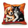 Latch Hook Pillowcase Kits Kitten & Dog Latch Hook kit Pillow Cover Throw Pillow Embroidery Craft Kits for Beginner DIY Latch Hook Rug Kit with Printed Canvas Hobby & Craft 43x43cm view 1