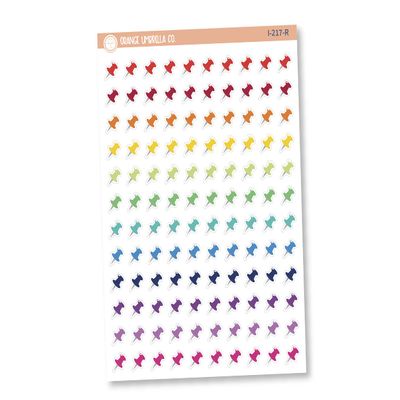 Pushpin Icon Planner Stickers, Thumbtack Tracking Planner Labels, Color Print Planning Stickers (I-217-R)