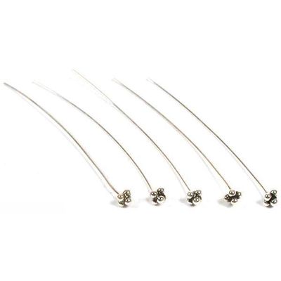 5 Hat Head Pins Sterling Silver Bali Ball Pin 25 Ga 2"