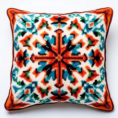 Latch Hook Pillowcase Kits Mandala Flower Latch Hook kit Pillow Cover Throw Pillow Embroidery Craft Kits for Beginner DIY Latch Hook Rug Kit with Printed Canvas Hobby & Craft 43x43cm(08)