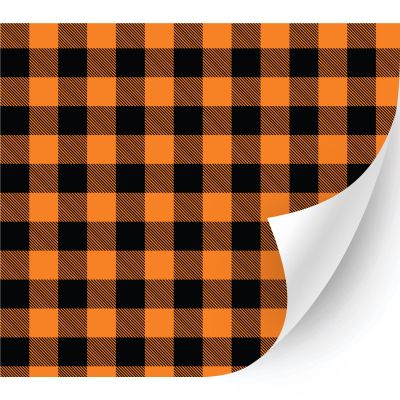 HTV4U Plaid & Checker Box Heat Transfer Vinyl (Buffalo Plaid Orange, 13.5" x 1 Yard) - Printed Patterned Heat Press Paper, Iron on Vinyl, Graphic Design for T-Shirt, Fabric, DIY Craft Projects