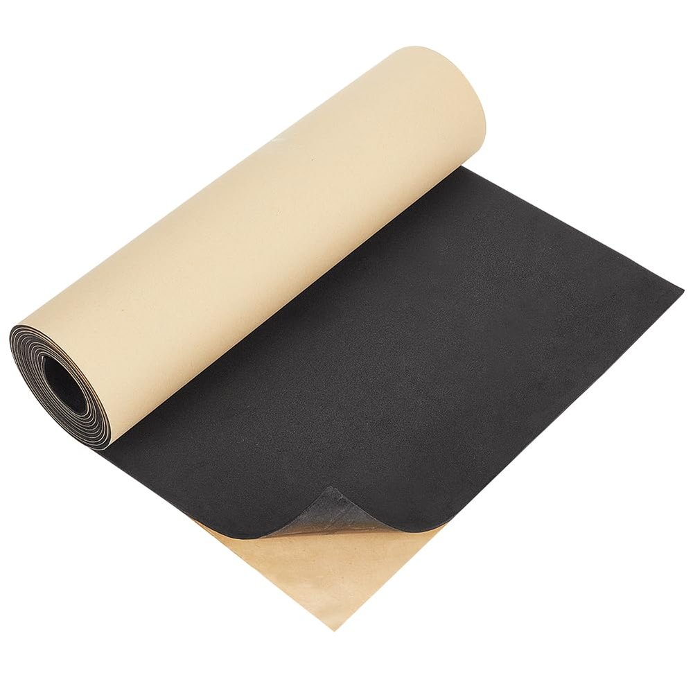 BENECREAT 78.7x11.8inch Adhesive EVA Foam Roll, 2mm Black Adhesive EVA Foam Sheets Cosplay Foam Crafts for Art Supplies Paper Scrapbooking