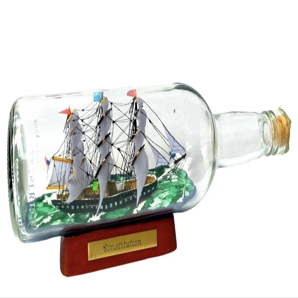 USS Constitution 11.5 Inch Old Ironsides Ship in a Bottle | Handmade