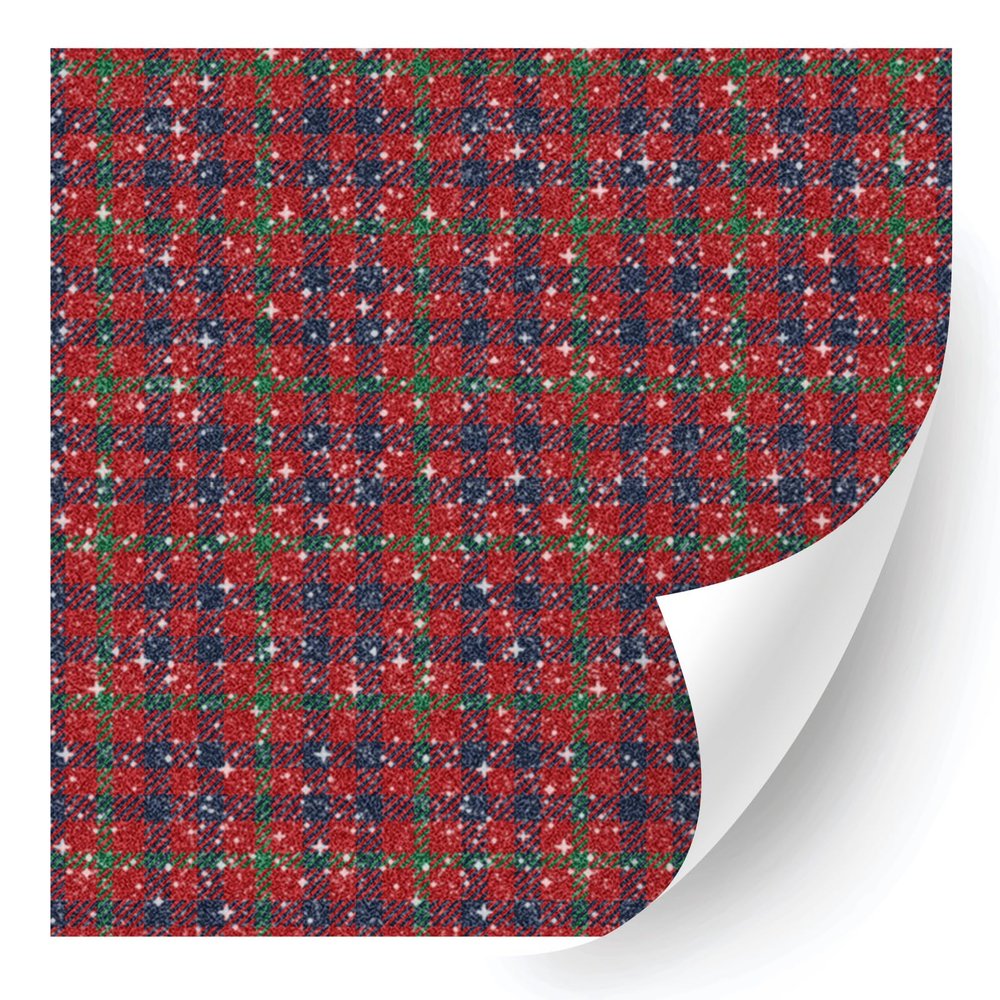 HTV4U Glitter Plaid & Checker Box Heat Transfer Vinyl (Christams Red Tablecloth, 12" x 5 Yards) - Printed Patterned Heat Press Paper, Iron on Vinyl, Graphic Design for T-Shirt, Fabric, DIY Craft