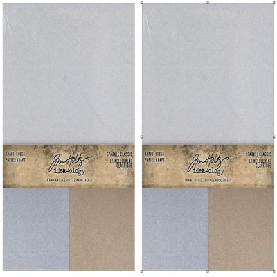 Bundle- Tim Holtz Kraft Stock Sparkle Classic Craft Supply, Gold and Silver- 2 packs of 18 th94315
