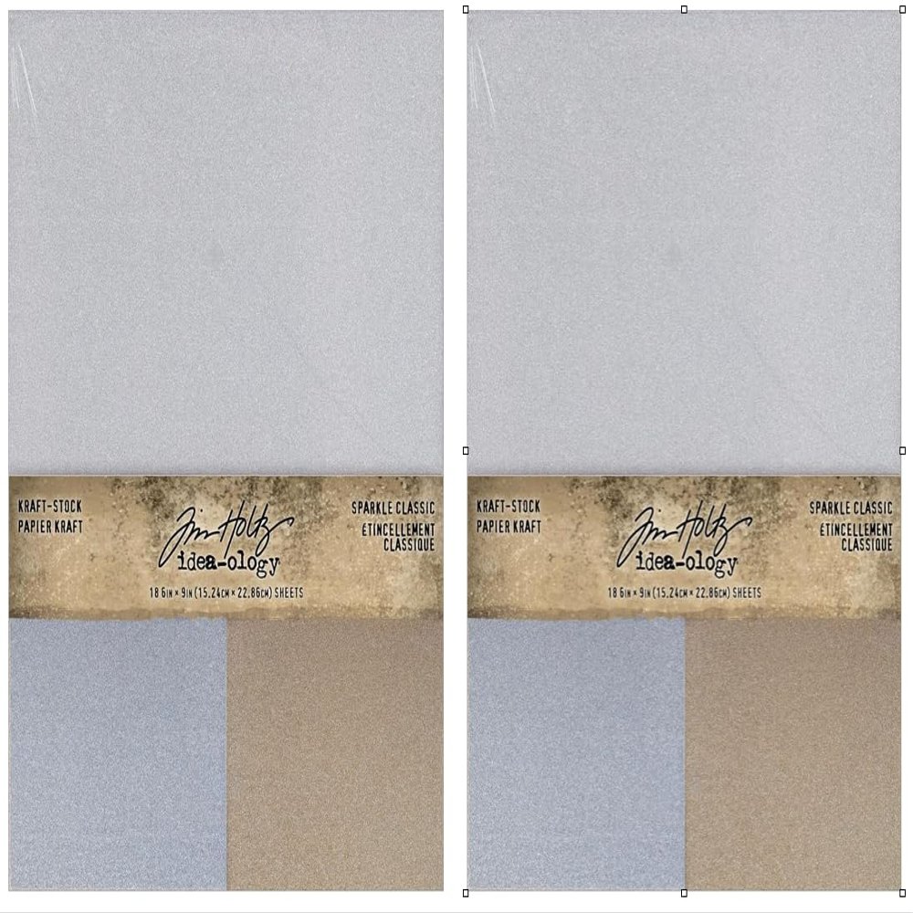 Bundle- Tim Holtz Kraft Stock Sparkle Classic Craft Supply, Gold and Silver- 2 packs of 18 th94315