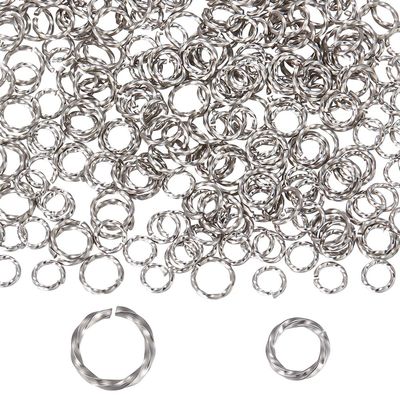 Beebeecraft 1 Box 300Pcs 2 Size Twisted Jump Rings Stainless Steel Open Single Loop Small Circle Frames Key Chain Links Connector Rings for Bracelet Necklace Jewelry Making 6.5/8mm