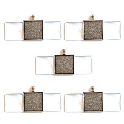 5 Qty 25mm Square Double Sided - Antique Silver - DIY Blank Cabochon Pendant Tray with 10 Qty Glass Kit - Deannas Supply Shop LLC