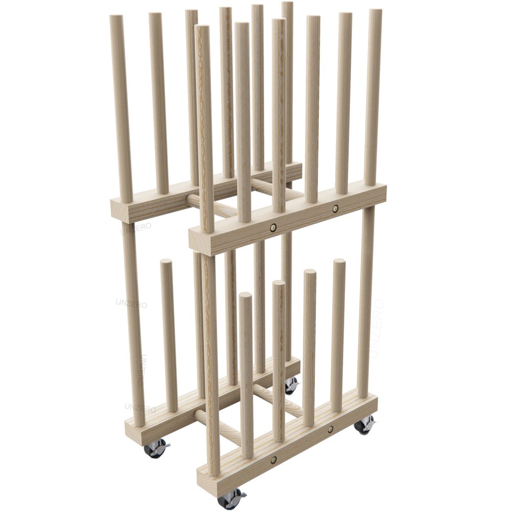 UNZERO Art Storage Rack - Canvas & Paper Storage Stand with Handle & Caster Wheels for Art Studios & Gallery