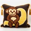 Latch Hook Pillowcase Kits Moon Monkey Latch Hook kit Pillow Cover Adukt Pillow Embroidery Craft Kits for Beginner DIY Latch Hook Rug Kit with Printed Canvas Christmas Decoration 43x43cm view 1