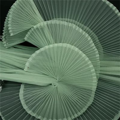 Accordion Pleated Stiff Mesh Fabric by The Meter Design DIY Shape Handmade Fashion Designer Material Stage Background Fabrics Light GN Straighten 1X1.45 M