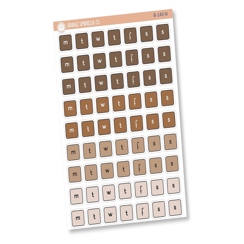 Weekday Letter Cover Planner Stickers | F16 Print | B-140-N