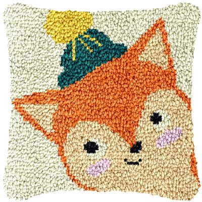DL-YTG DIY Latch Hook Kits for Art Craft Throw Pillow Colorful Pattern Paint Cross Stitch Set Fox B-43X43cm / 17x17 inch