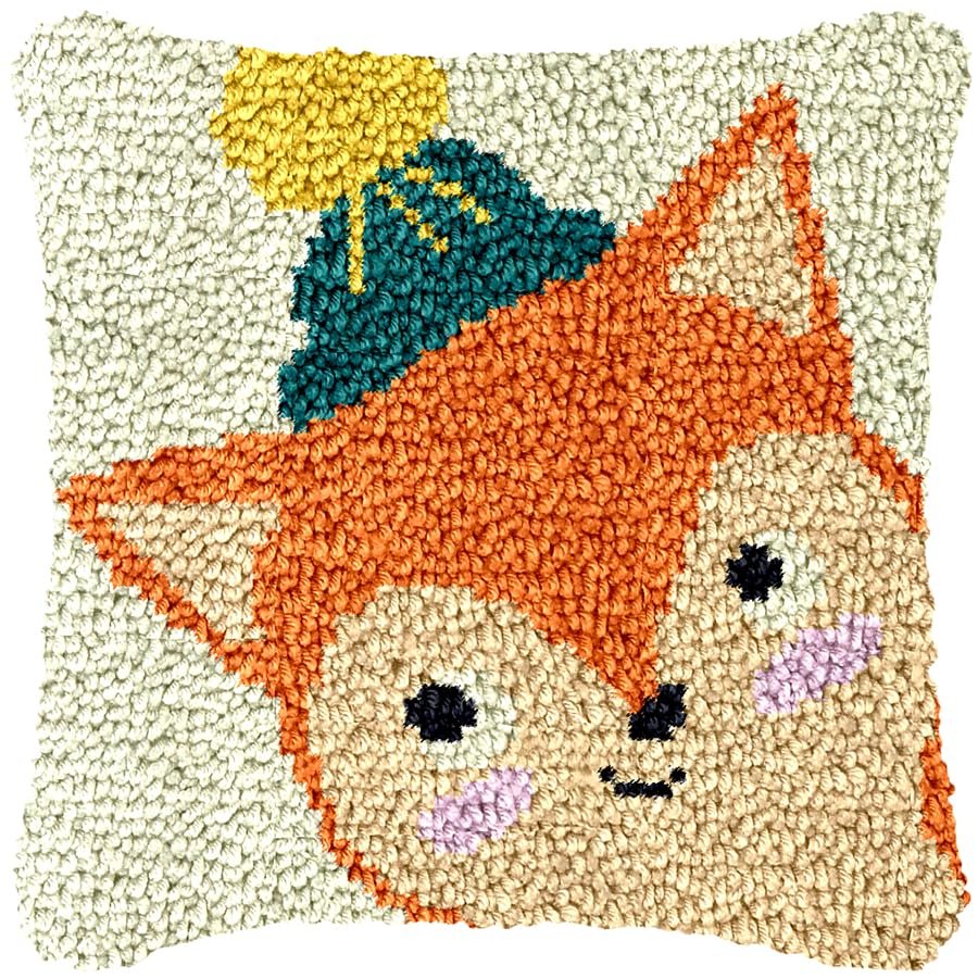 DL-YTG DIY Latch Hook Kits for Art Craft Throw Pillow Colorful Pattern Paint Cross Stitch Set Fox B-43X43cm / 17x17 inch