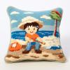 Latch Hook Pillowcase Kits Seaisde Boy Latch Hook kit Pillow Cover Adukt Pillow Embroidery Craft Kits for Beginner DIY Latch Hook Rug Kit with Printed Canvas Christmas Decoration 43x43cm view 1