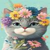 RMSGOZO Floral Gray Cat Diamond Painting Kits for Adluts - Cartoon Animal Diamond Painting, Chic Full Circle Crystal Dot Diamond Kit, for Room Decor Club Decor Or Gifts 20X24 Inches view 1