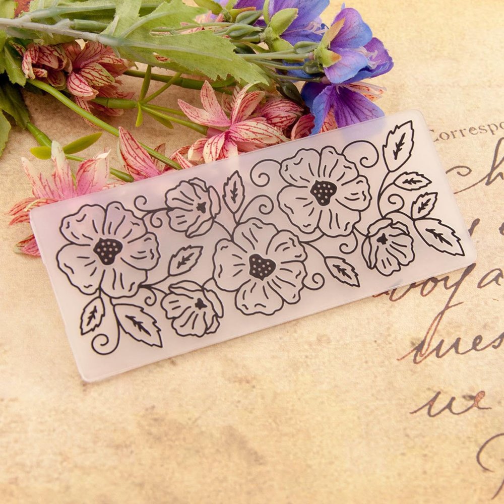 Stencils for Card Making,15x3cm Embossing Folder Plastic Template for Scrapbooking Craft Photo Album Card Holiday Handmade Decor Supplies Style 4