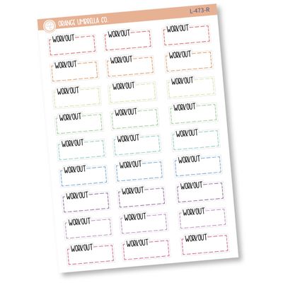 Workout Hobonichi Cousin Stitched Quarter Box Planner Stickers | L-473-R