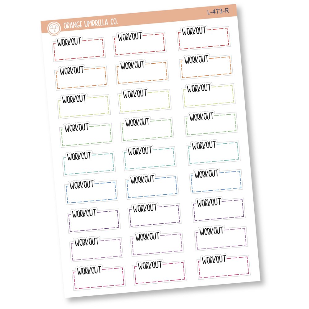 Workout Hobonichi Cousin Stitched Quarter Box Planner Stickers | L-473-R