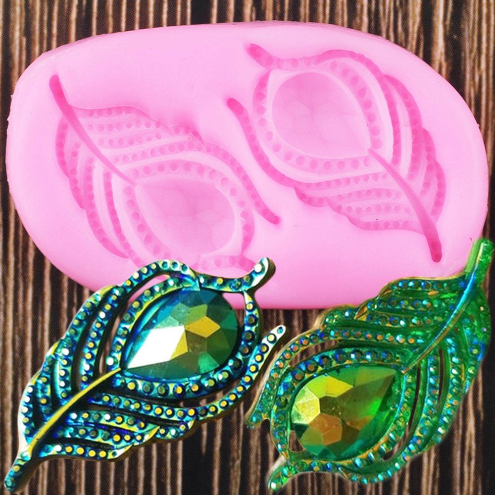 Soap Molds,6x3.5cm Peacock Feather Border Silicone Molds Cupcake Topper Fondant Cake Decorating Tools Resin Clay Jewelry Candy Chocolate Mold