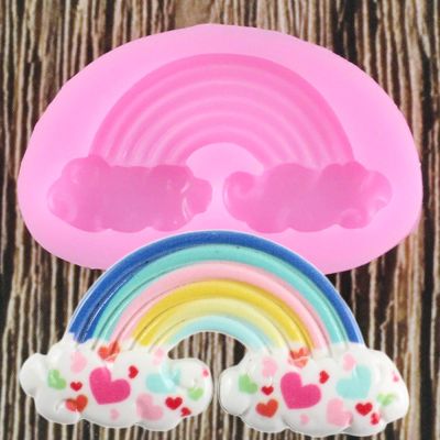 Soap Molds,4.7x2.9cm Rainbow Silicone Mold Baby Birthday Party Cake Decorating Tools Fondant Mold Chocolate Candy Gumpaste Molds Baking Molds