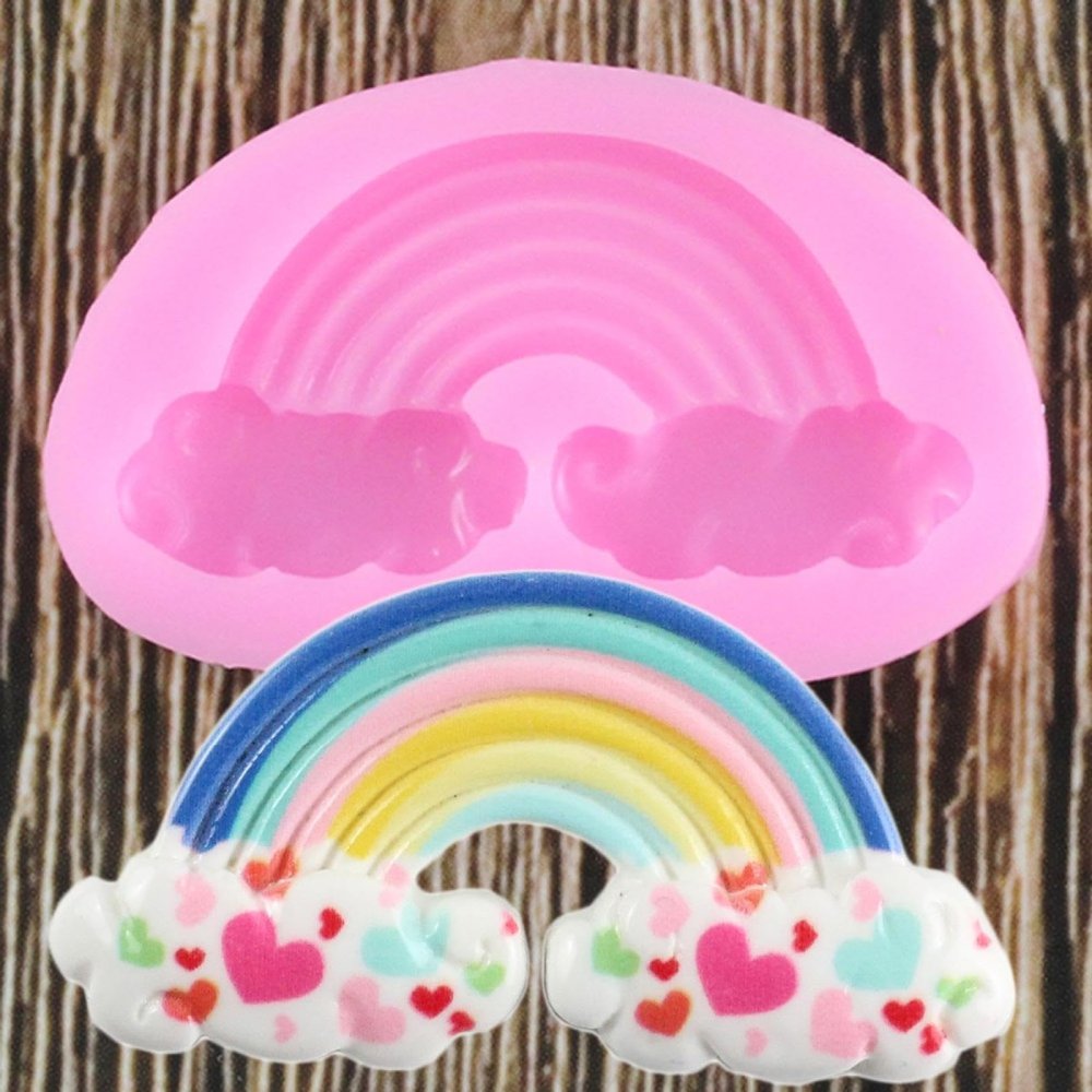 Soap Molds,4.7x2.9cm Rainbow Silicone Mold Baby Birthday Party Cake Decorating Tools Fondant Mold Chocolate Candy Gumpaste Molds Baking Molds