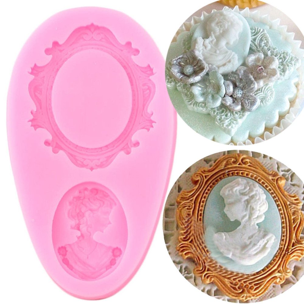 Soap Molds,Retro Frame Silicone Mold Mirror Fondant Cake Decorating Tools Chocolate Gumpaste Molds Kitchen Candy Resin Clay Molds 8.8x4.9cm