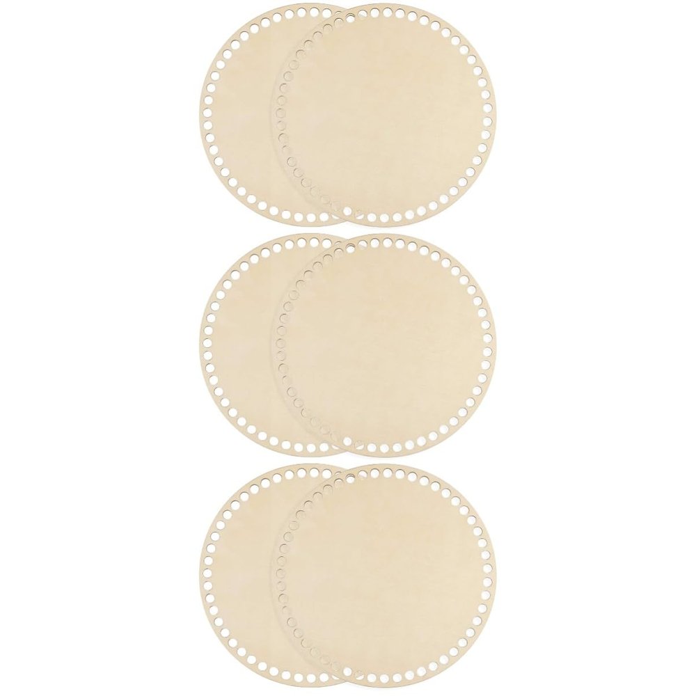 COHEALI 6pcs Wooden Basket Bottom Pre-drilled for Easy DIY Bag Material Shaping