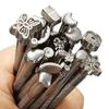 20pcs Metal Leather Printing Tool Alloy Carving Leather Craft Punch Stamps Stamping Leather Working Saddle Making Tools - (Color: Black) view 3