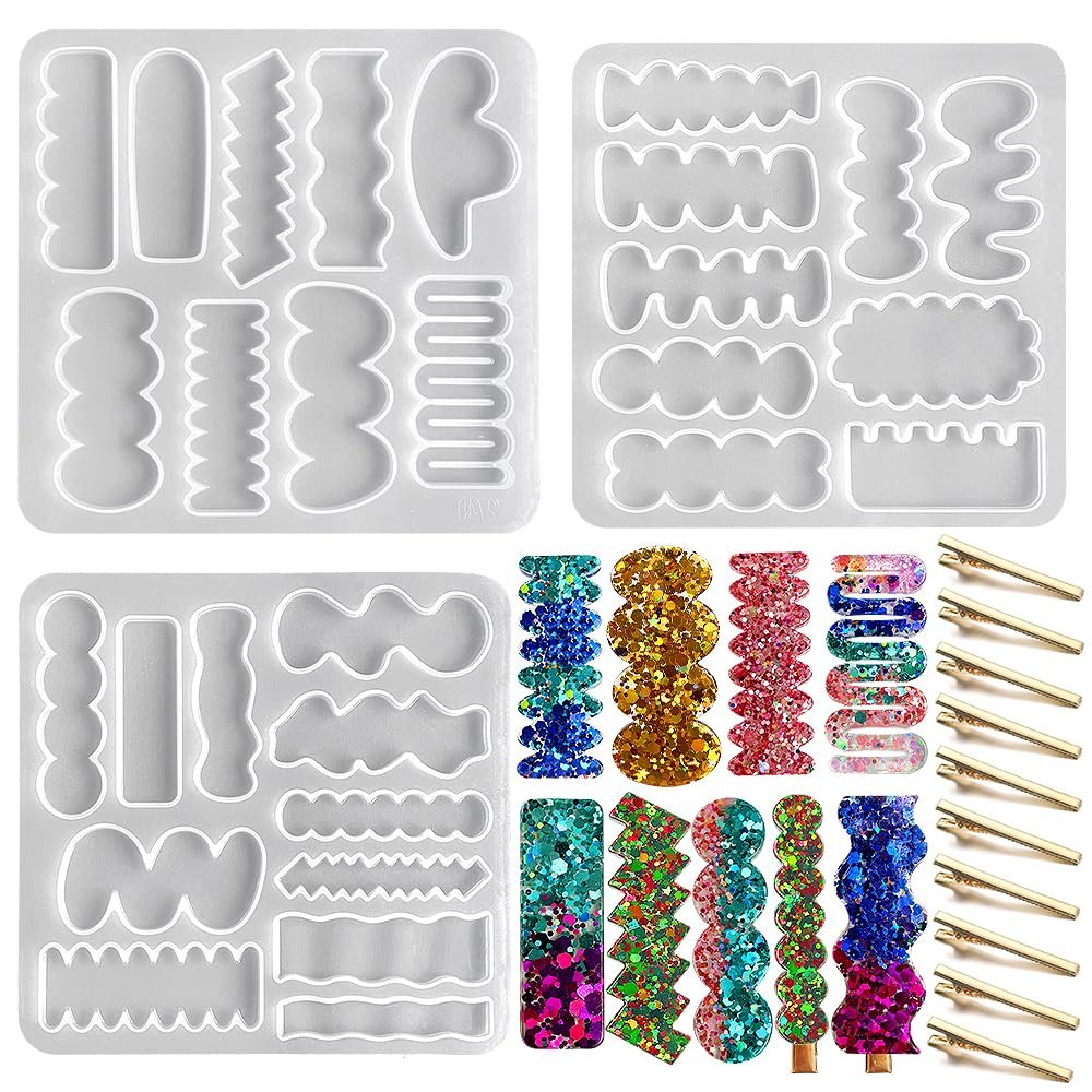 RESINWORLD Hair Clip Silicone Molds, Hairpin Molds for Epoxy Resin Casting, UV Resin Jewellery Accessories Making Tool