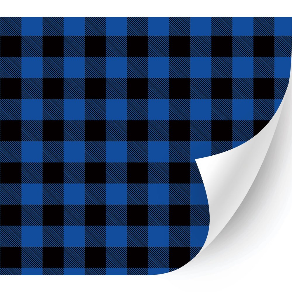 HTV4U Plaid & Checker Box Heat Transfer Vinyl (Buffalo Plaid Blue, 18.5" x 5 Yards) - Printed Patterned Heat Press Paper, Iron on Vinyl, Graphic Design for T-Shirt, Fabric, DIY Craft Projects
