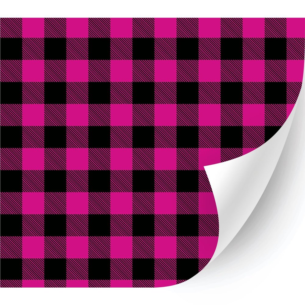 HTV4U Puff Plaid & Checker Box Patterned Heat Transfer Vinyl (Buffalo Plaid Fuchsia, 20" x 3 Yards) - 3D Printed, Heat Press Paper Film, Graphic Design Printed Patterns