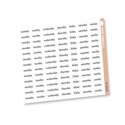 Day of the Week Header Script Planner Stickers | B-105-B